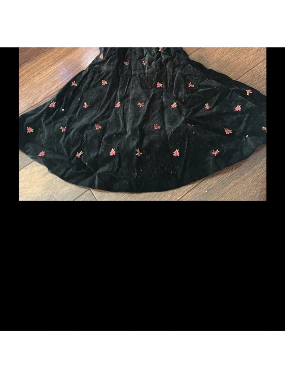 Gymboree Black Velvet Dress with red Floral Accents
